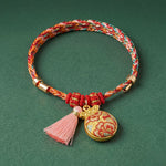 Buddha Stones Handwoven Five Color Apple Money Bag Gourd Chinese Lock Charm Protection Bracelet