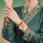 Buddha Stones Handwoven Five Color Apple Money Bag Gourd Chinese Lock Charm Protection Bracelet