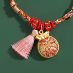Buddha Stones Handwoven Five Color Apple Money Bag Gourd Chinese Lock Charm Protection Bracelet