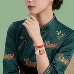 Buddha Stones Handwoven Five Color Apple Money Bag Gourd Chinese Lock Charm Protection Bracelet