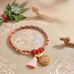 Buddha Stones Handwoven Five Color Apple Money Bag Gourd Chinese Lock Charm Protection Bracelet