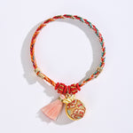 Buddha Stones Handwoven Five Color Apple Money Bag Gourd Chinese Lock Charm Protection Bracelet