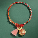 Buddha Stones Handwoven Five Color Apple Money Bag Gourd Chinese Lock Charm Protection Bracelet