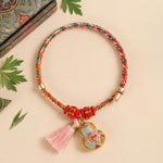 Buddha Stones Handwoven Five Color Apple Money Bag Gourd Chinese Lock Charm Protection Bracelet