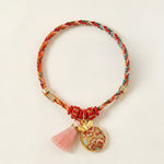Buddha Stones Handwoven Five Color Apple Money Bag Gourd Chinese Lock Charm Protection Bracelet