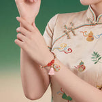 Buddha Stones Handwoven Five Color Apple Money Bag Gourd Chinese Lock Charm Protection Bracelet