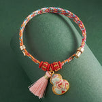 Buddha Stones Handwoven Five Color Apple Money Bag Gourd Chinese Lock Charm Protection Bracelet