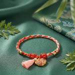 Buddha Stones Handwoven Five Color Apple Money Bag Gourd Chinese Lock Charm Protection Bracelet