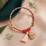 Buddha Stones Handwoven Five Color Apple Money Bag Gourd Chinese Lock Charm Protection Bracelet