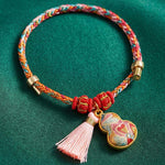Buddha Stones Handwoven Five Color Apple Money Bag Gourd Chinese Lock Charm Protection Bracelet