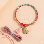 Buddha Stones Handwoven Five Color Apple Money Bag Gourd Chinese Lock Charm Protection Bracelet