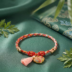 Buddha Stones Handwoven Five Color Apple Money Bag Gourd Chinese Lock Charm Protection Bracelet