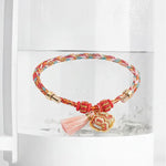 Buddha Stones Handwoven Five Color Apple Money Bag Gourd Chinese Lock Charm Protection Bracelet