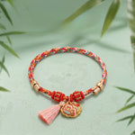 Buddha Stones Handwoven Five Color Apple Money Bag Gourd Chinese Lock Charm Protection Bracelet