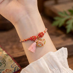 Buddha Stones Handwoven Five Color Apple Money Bag Gourd Chinese Lock Charm Protection Bracelet