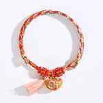 Buddha Stones Handwoven Five Color Apple Money Bag Gourd Chinese Lock Charm Protection Bracelet