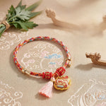 Buddha Stones Handwoven Five Color Apple Money Bag Gourd Chinese Lock Charm Protection Bracelet