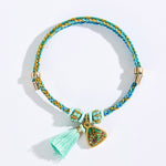 Buddha Stones Hand-Woven Five-Color Cord Luck Green Song Brocade Zongzi Apple Money Bag Chinese Lock Charm Gourd Bracelet
