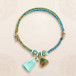 Buddha Stones Hand-Woven Five-Color Cord Luck Green Song Brocade Zongzi Apple Money Bag Chinese Lock Charm Gourd Bracelet