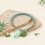 Buddha Stones Hand-Woven Five-Color Cord Luck Green Song Brocade Zongzi Apple Money Bag Chinese Lock Charm Gourd Bracelet