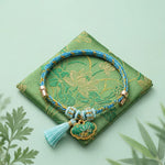 Buddha Stones Hand-Woven Five-Color Cord Luck Green Song Brocade Zongzi Apple Money Bag Chinese Lock Charm Gourd Bracelet