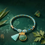 Buddha Stones Hand-Woven Five-Color Cord Luck Green Song Brocade Zongzi Apple Money Bag Chinese Lock Charm Gourd Bracelet