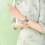 Buddha Stones Hand-Woven Five-Color Cord Luck Green Song Brocade Zongzi Apple Money Bag Chinese Lock Charm Gourd Bracelet