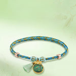 Buddha Stones Hand-Woven Five-Color Cord Luck Green Song Brocade Zongzi Apple Money Bag Chinese Lock Charm Gourd Bracelet