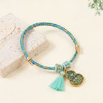 Buddha Stones Hand-Woven Five-Color Cord Luck Green Song Brocade Zongzi Apple Money Bag Chinese Lock Charm Gourd Bracelet