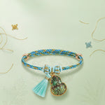 Buddha Stones Hand-Woven Five-Color Cord Luck Green Song Brocade Zongzi Apple Money Bag Chinese Lock Charm Gourd Bracelet