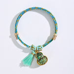 Buddha Stones Hand-Woven Five-Color Cord Luck Green Song Brocade Zongzi Apple Money Bag Chinese Lock Charm Gourd Bracelet