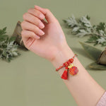 Buddha Stones Handmade Five-Color Cord Luck Red Song Brocade Chinese Lock Charm Apple Money Bag Gourd Zongzi Braided Bracelet