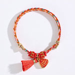 Buddha Stones Handmade Five-Color Cord Luck Red Song Brocade Chinese Lock Charm Apple Money Bag Gourd Zongzi Braided Bracelet