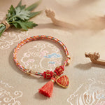 Buddha Stones Handmade Five-Color Cord Luck Red Song Brocade Chinese Lock Charm Apple Money Bag Gourd Zongzi Braided Bracelet