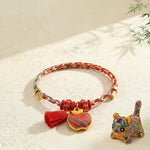 Buddha Stones Handmade Five-Color Cord Luck Red Song Brocade Chinese Lock Charm Apple Money Bag Gourd Zongzi Braided Bracelet
