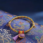 Buddha Stones Handwoven Five Color Cord Luck Purple Song Brocade Chinese Lock Charm Apple Money Bag Gourd Zongzi Adjustable Bracelet