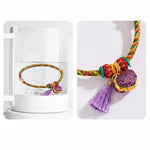 Buddha Stones Handwoven Five Color Cord Luck Purple Song Brocade Chinese Lock Charm Apple Money Bag Gourd Zongzi Adjustable Bracelet