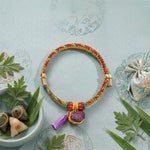 Buddha Stones Handwoven Five Color Cord Luck Purple Song Brocade Chinese Lock Charm Apple Money Bag Gourd Zongzi Adjustable Bracelet