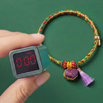 Buddha Stones Handwoven Five Color Cord Luck Purple Song Brocade Chinese Lock Charm Apple Money Bag Gourd Zongzi Adjustable Bracelet