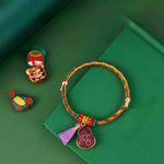 Buddha Stones Handwoven Five Color Cord Luck Purple Song Brocade Chinese Lock Charm Apple Money Bag Gourd Zongzi Adjustable Bracelet