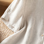 Buddha Stones Summer Casual Minimalist Button-Up Solid Women's Short Sleeve Shirts With Patch Pocket