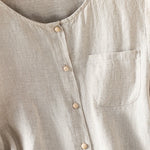 Buddha Stones Summer Casual Minimalist Button-Up Solid Women's Short Sleeve Shirts With Patch Pocket