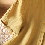 Buddha Stones Summer Casual Minimalist Button-Up Solid Women's Short Sleeve Shirts With Patch Pocket