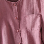 Buddha Stones Summer Casual Minimalist Button-Up Solid Women's Short Sleeve Shirts With Patch Pocket