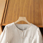 Buddha Stones Summer Casual Minimalist Button-Up Solid Women's Short Sleeve Shirts With Patch Pocket