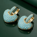 Golden Turquoise Heart Earrings