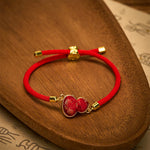 Buddha Stones Red String Song Brocade Gourd Protection Bracelet