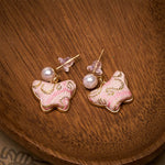 FREE Today: Love and Freedom Song Brocade Pearl Butterfly Vintage Chinese Style Earrings
