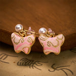 FREE Today: Love and Freedom Song Brocade Pearl Butterfly Vintage Chinese Style Earrings