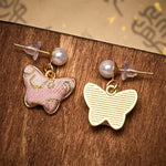 FREE Today: Love and Freedom Song Brocade Pearl Butterfly Vintage Chinese Style Earrings